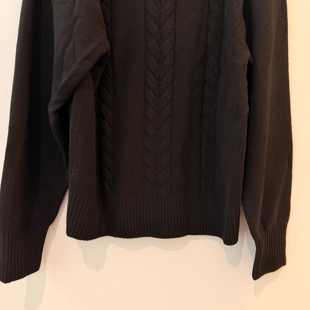 Madewell V Neck Pullover Sweater Merino Wool Cable Knit Trip Black NY444 XS NWT - Picture 8 of 12